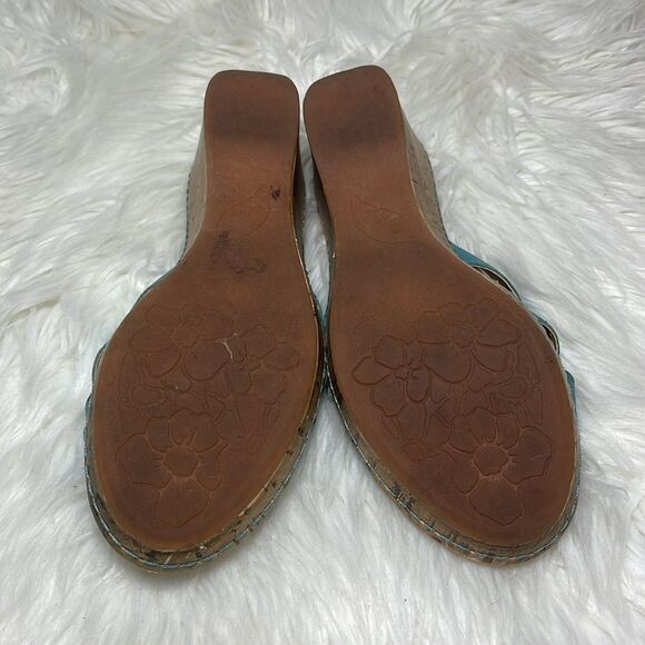 Born BOC Concept Blue Floral Trim Cork Wege Sandals Sz 7 - Picture 6 of 6